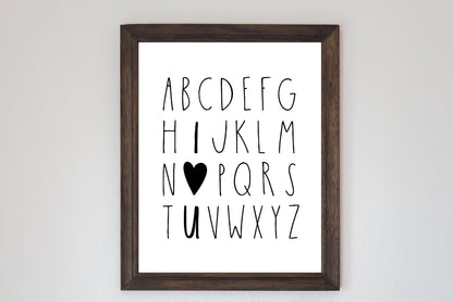 Poster "Alphabet, I love U" Kinderzimmer, Deko - Cupsandkisses