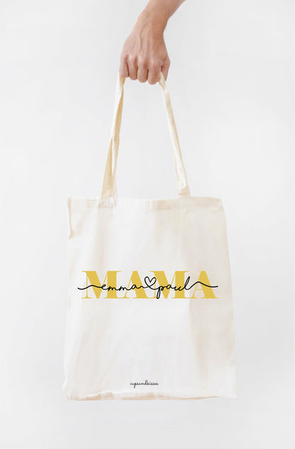 100% Bio-Baumwolltasche "Mama/Oma/Patin mit Name" personalisiert, fairtrade, OEKO-TEX - Cupsandkisses