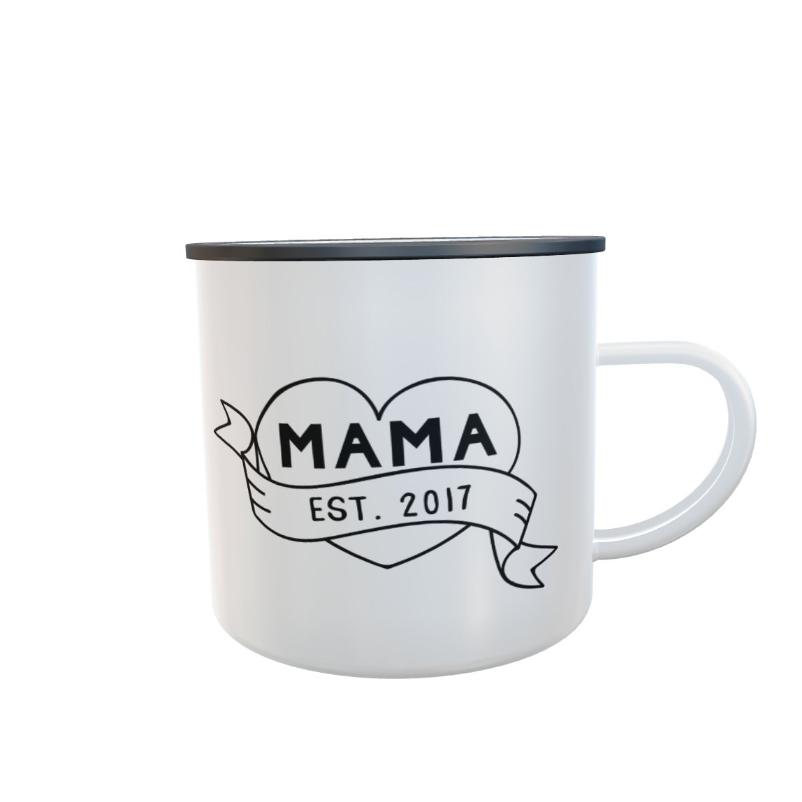 Emaille-Tasse „Oldschool Mama/Papa" Personalisiert, Oma, Opa, Vatertag, Muttertag, Valentinstag, Liebe - Cupsandkisses
