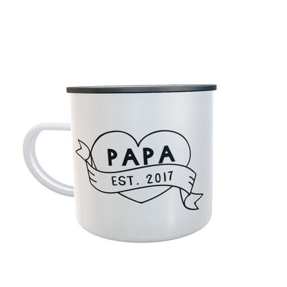 Emaille-Tasse „Oldschool Mama/Papa" Personalisiert, Oma, Opa, Vatertag, Muttertag, Valentinstag, Liebe - Cupsandkisses