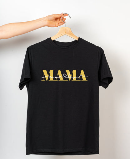 T-Shirt „Mama“ mit Name BLACK EDITION, personalisiert - Cupsandkisses