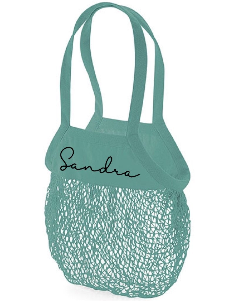 Organic cotton mesh bags personalized with name, toy bag, sustainable