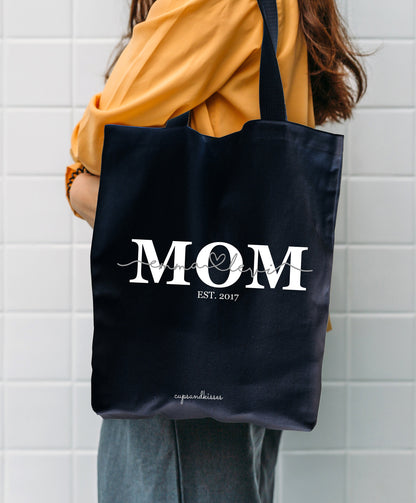100% organic cotton bag "MOM" personalized, mom, name, Est., fairtrade, OEKO-TEX