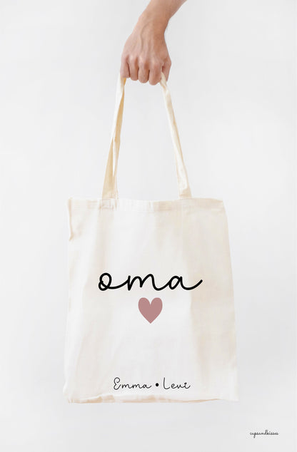 100% organic cotton bag white "Mama/Grandma Heart" optionally personalized, fairtrade, OEKO-TEX
