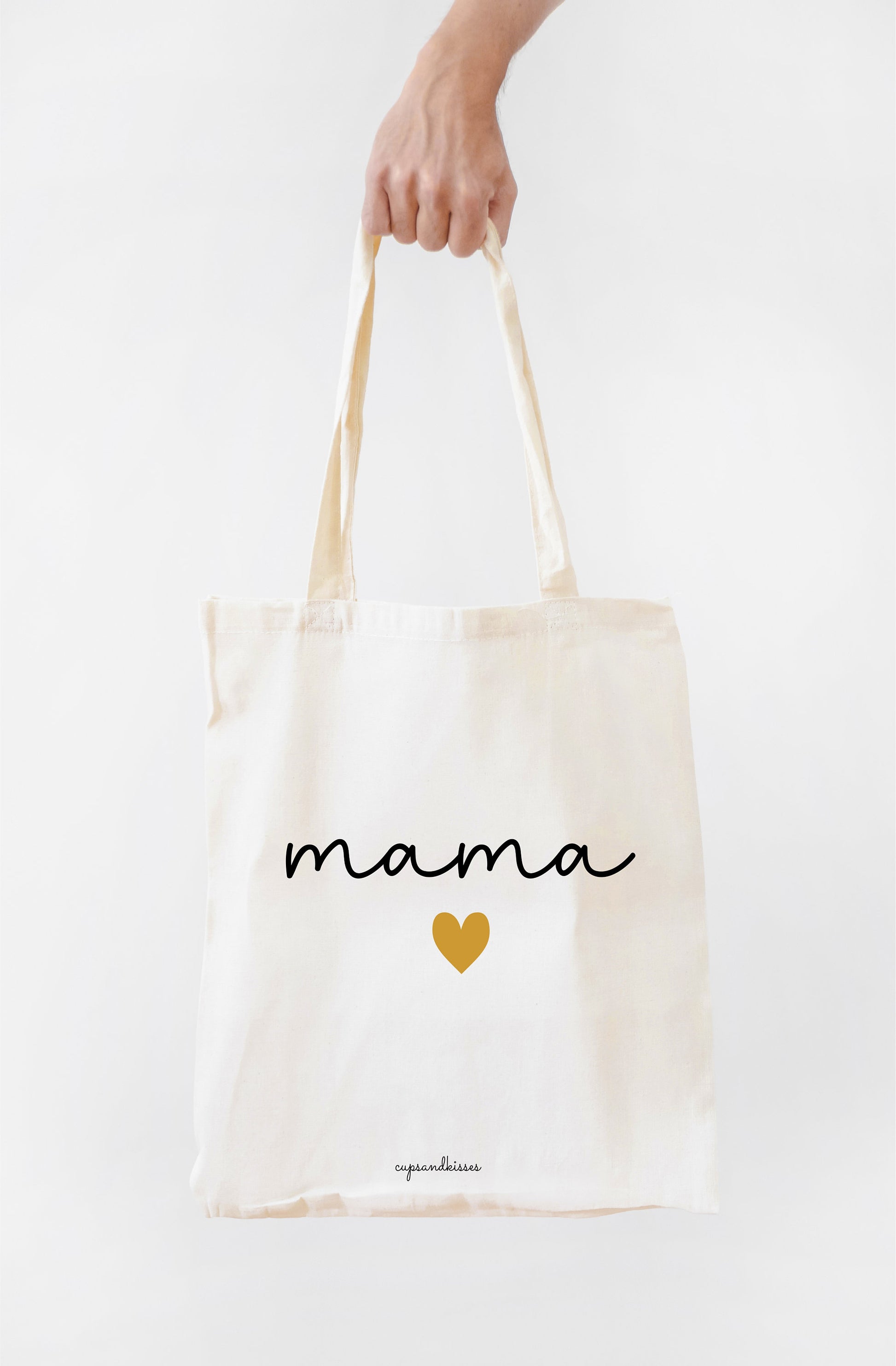 100% Bio-Baumwolltasche weiß "Mama/Oma Herz" optional personalisiert,, fairtrade, OEKO-TEX - Cupsandkisses