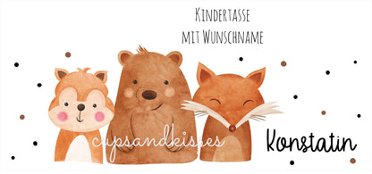 Kindertasse „Waldtiere mit Name“ verschiedene Motive, personalisiert, Geburtstag, Geschenk, Kinder - Cupsandkisses